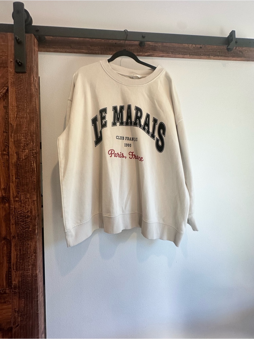 H&M Cream Sweatshirt with Black & Red Graphic